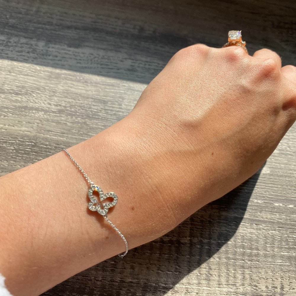 Butterfly diamond  white gold 375 bracelet